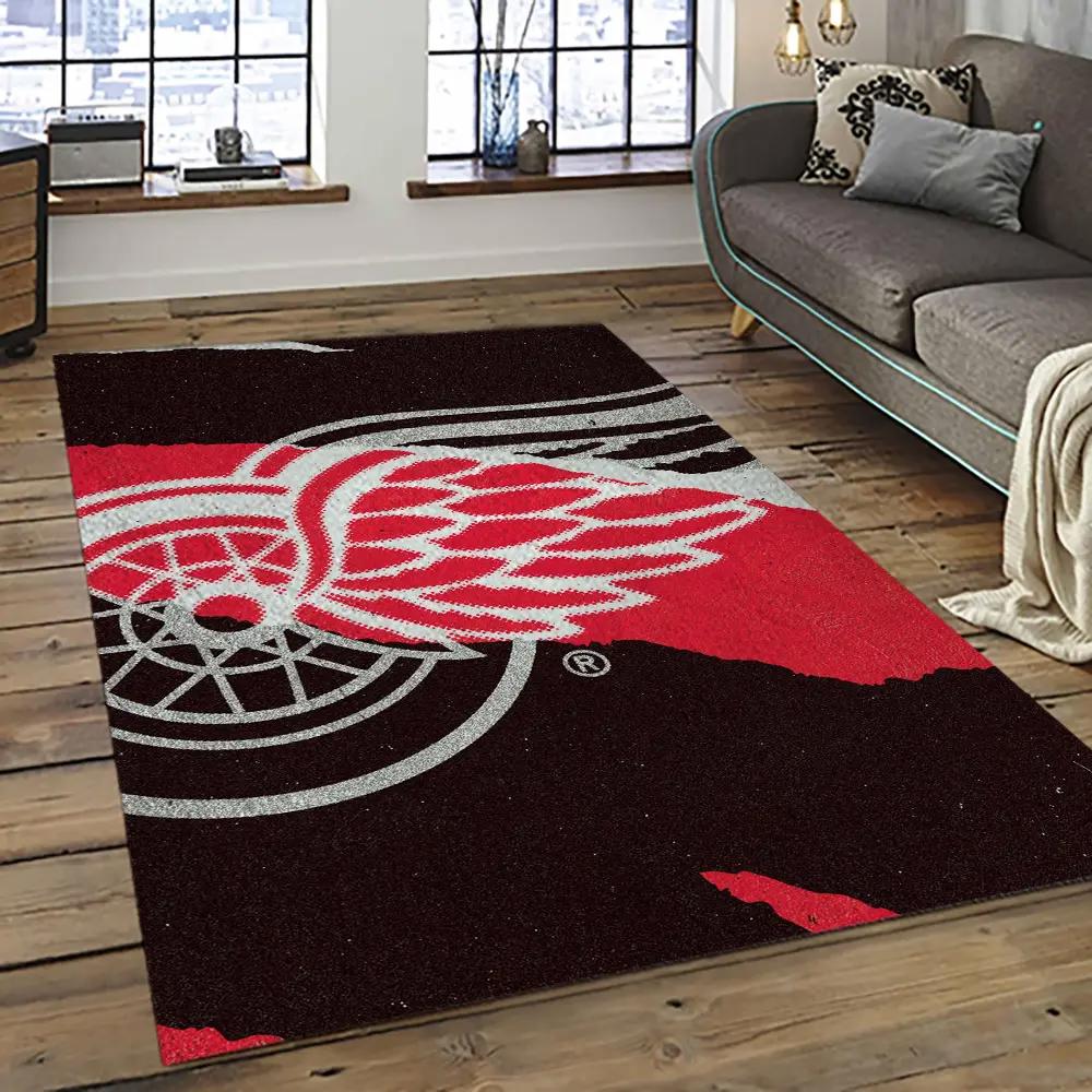 Nhl detroit red wings hockey team logo sport carpet rectangle area rug for living room drw54 Rectangle Rug