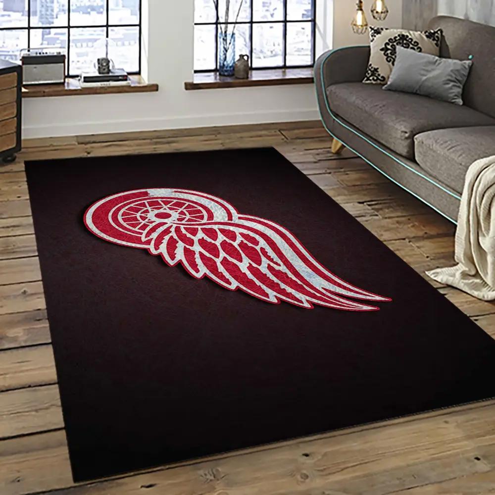 Nhl detroit red wings hockey team logo sport carpet rectangle area rug for living room drw62 Rectangle Rug