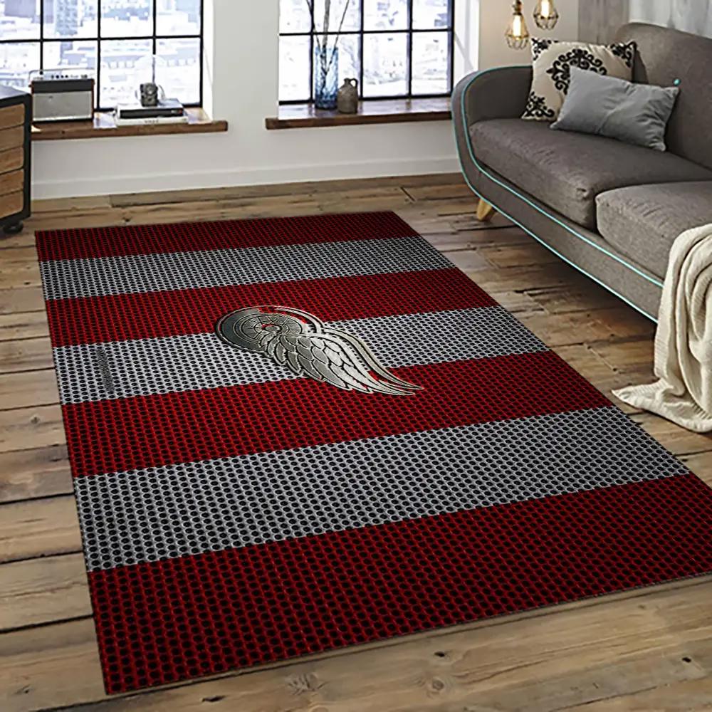Nhl detroit red wings hockey team logo sport carpet rectangle area rug for living room drw77 Rectangle Rug