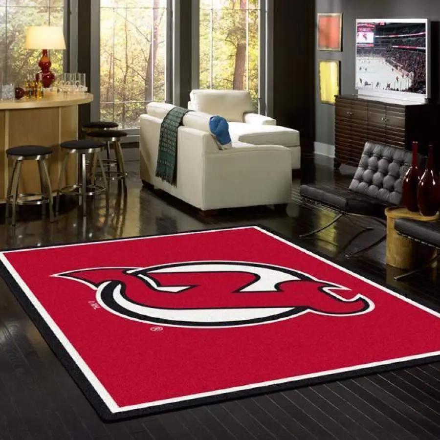 Nhl new jersey devils rug living room rug room carpet sport Rectangle Rug