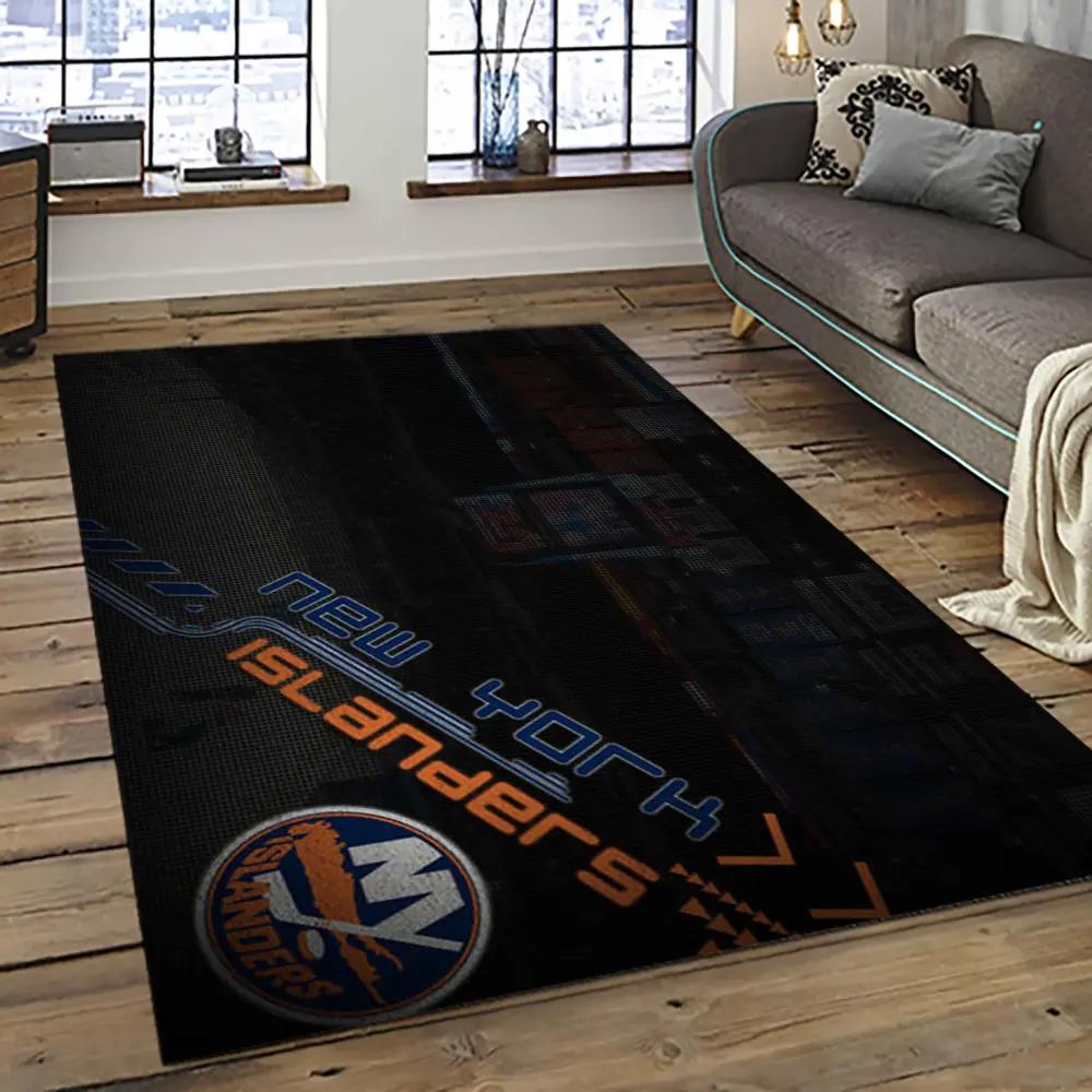 Nhl new york islanders hockey team logo sport carpet rectangle area rug for living room nyi38 Rectangle Rug