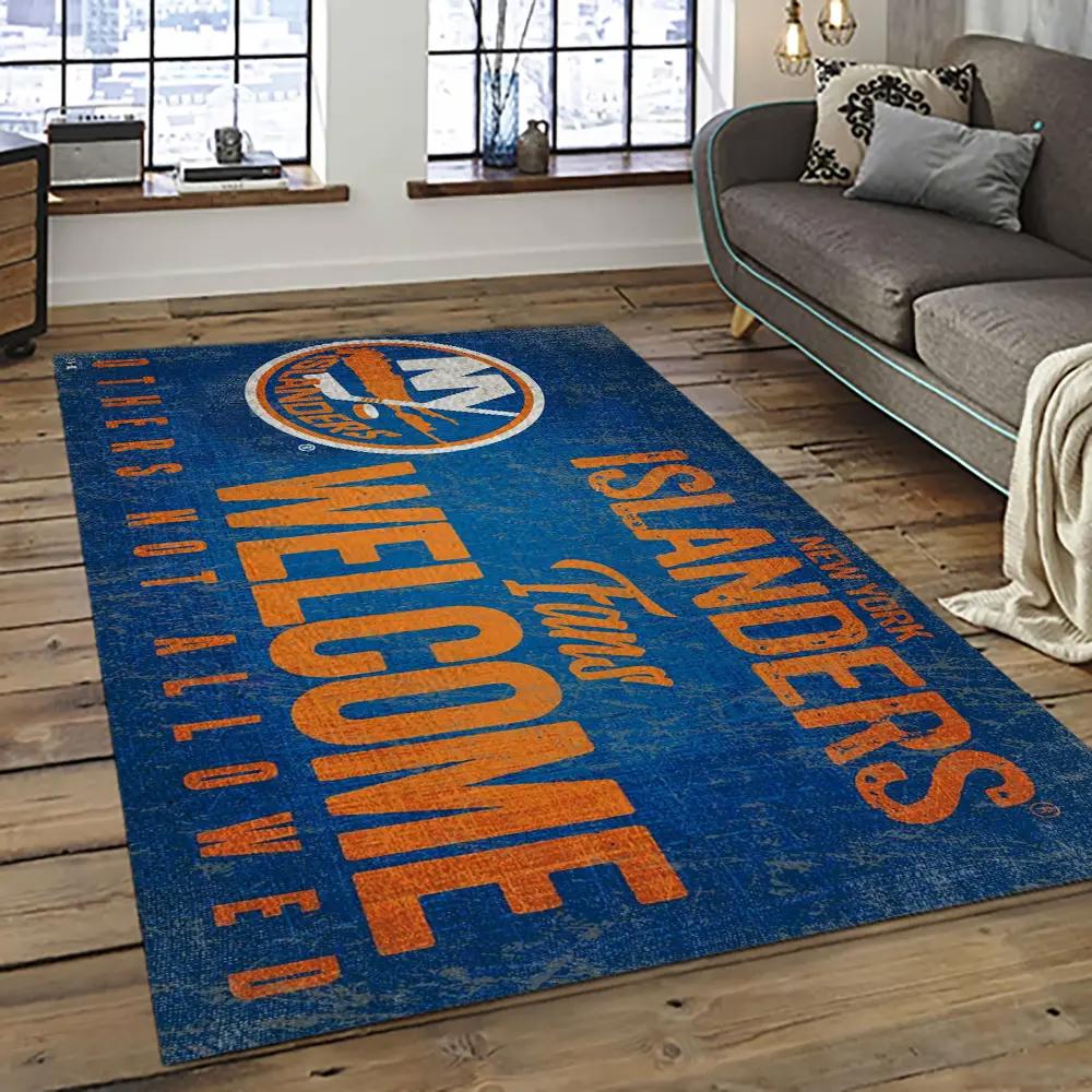 Nhl new york islanders hockey team logo sport carpet rectangle area rug for living room nyi41 Rectangle Rug