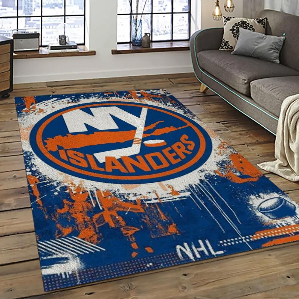 Nhl new york islanders hockey team logo sport carpet rectangle area rug for living room nyi43 Rectangle Rug