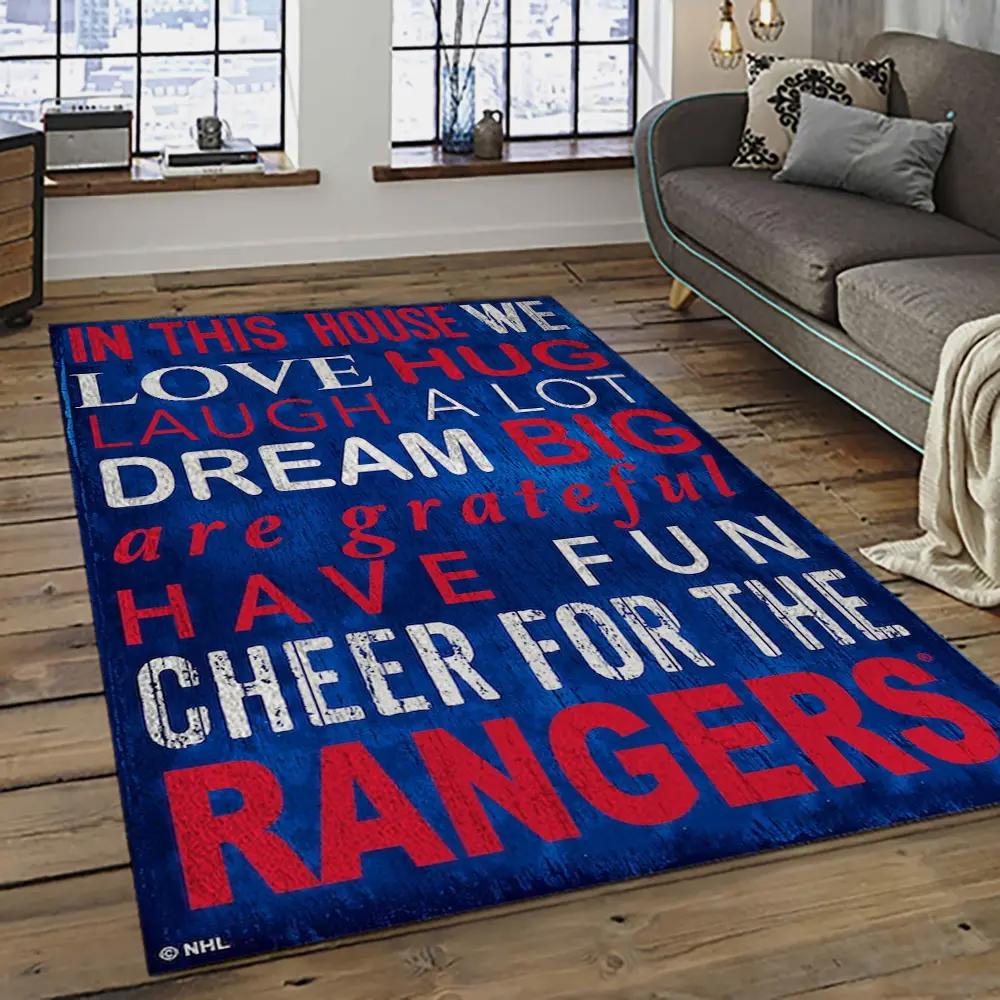 Nhl new york rangers hockey team logo sport carpet rectangle area rug for living room nyr07 Rectangle Rug