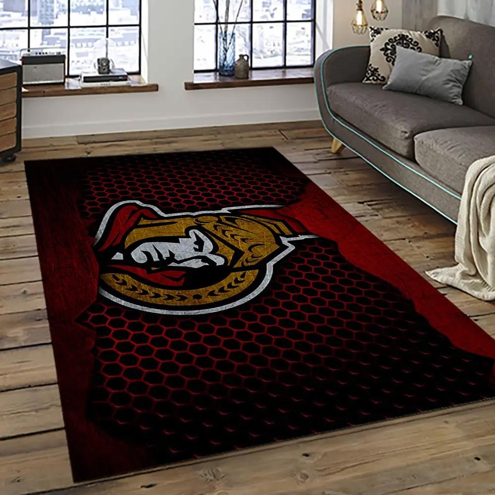 Nhl ottawa senators hockey team logo sport carpet rectangle area rug for living room os42 Rectangle Rug