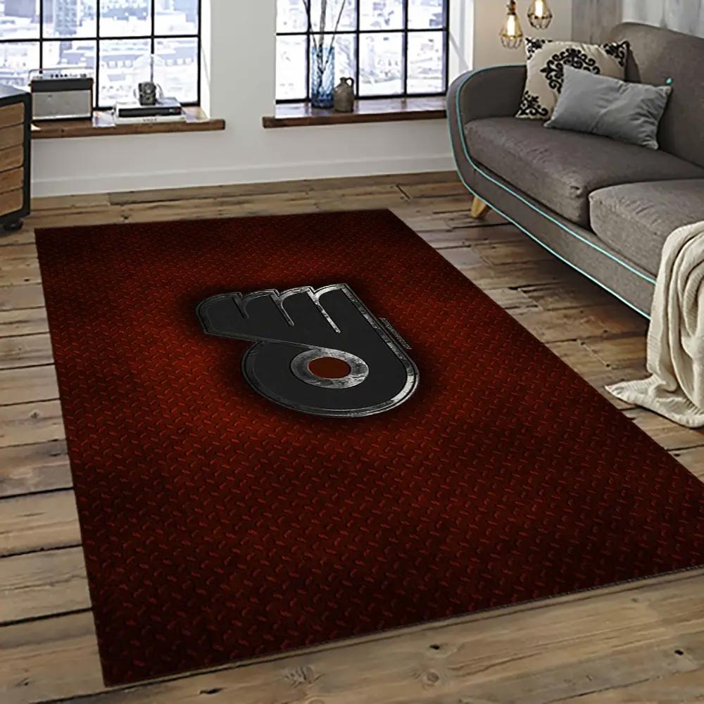 Nhl philadelphia flyers hockey team logo sport carpet rectangle area rug for living room pf36 Rectangle Rug