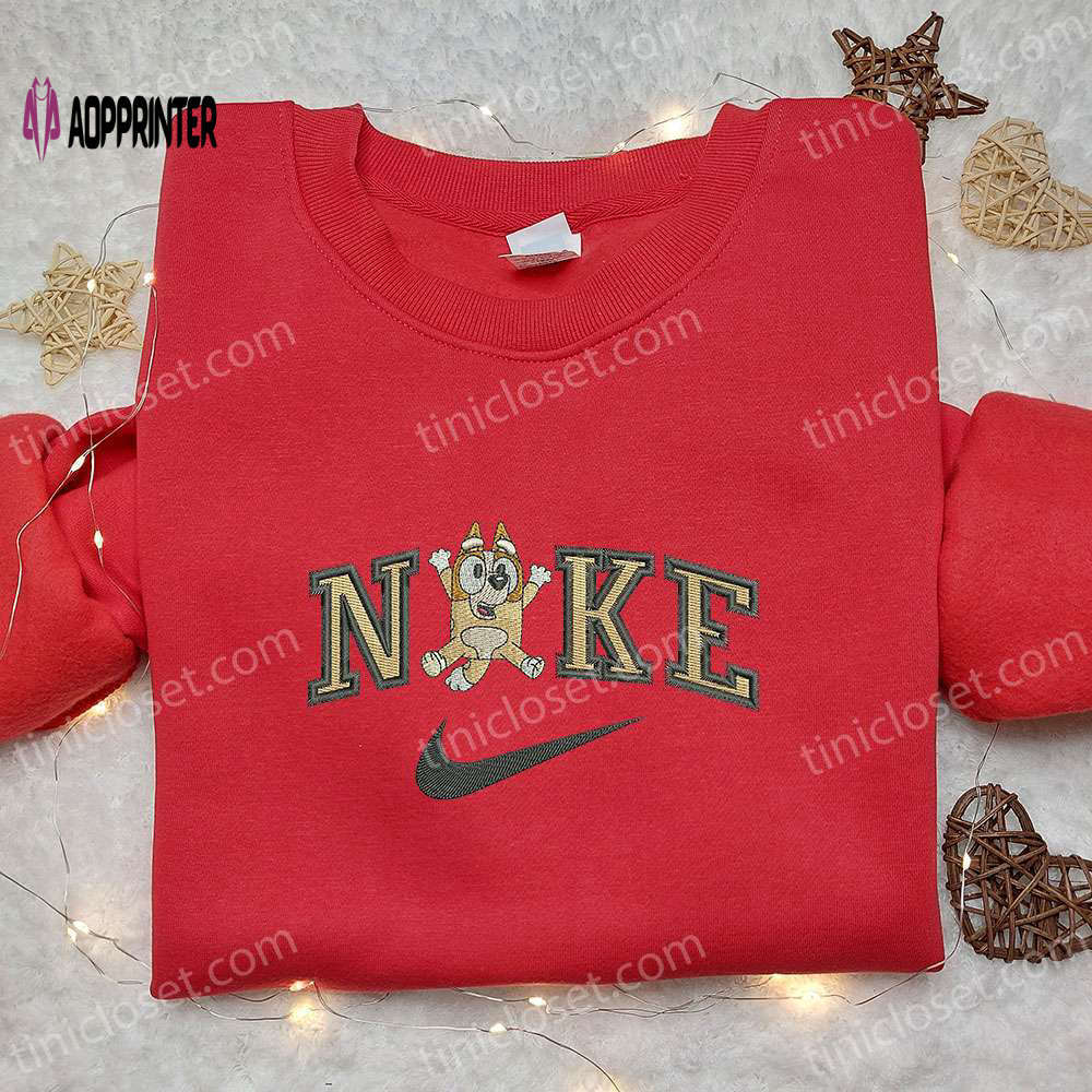 Nike cartoon embroidered shirt – bingo x bluey inspired design Embroidered Shirt