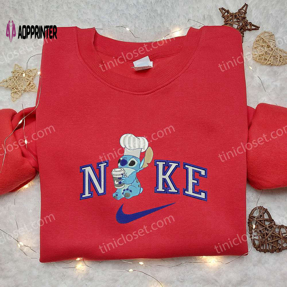 Nike chef stitch embroidered sweatshirt – lilo & stitch cartoon shirt nike inspired Embroidered Shirt
