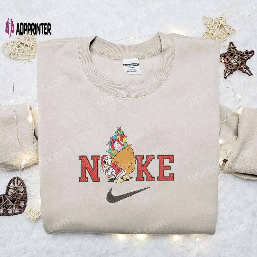 Nike christmas x donald duck sweatshirt: disney movie embroidered shirt best gift ideas Embroidered Shirt