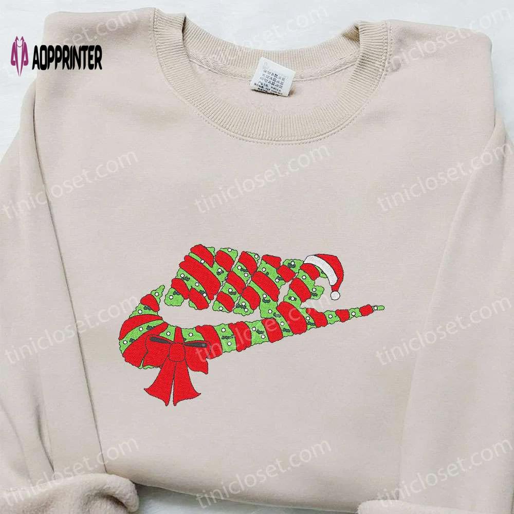 Nike embroidered christmas wreath sweatshirt – best gift idea for nike fans! Embroidered Shirt