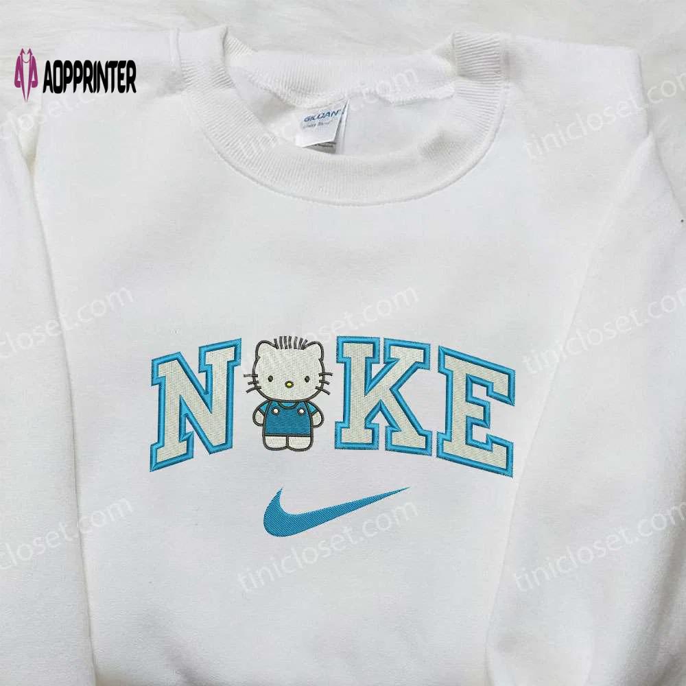 Nike inspired blue hello kitty embroidered shirt & sweatshirt: perfect gifts for son Embroidered Shirt
