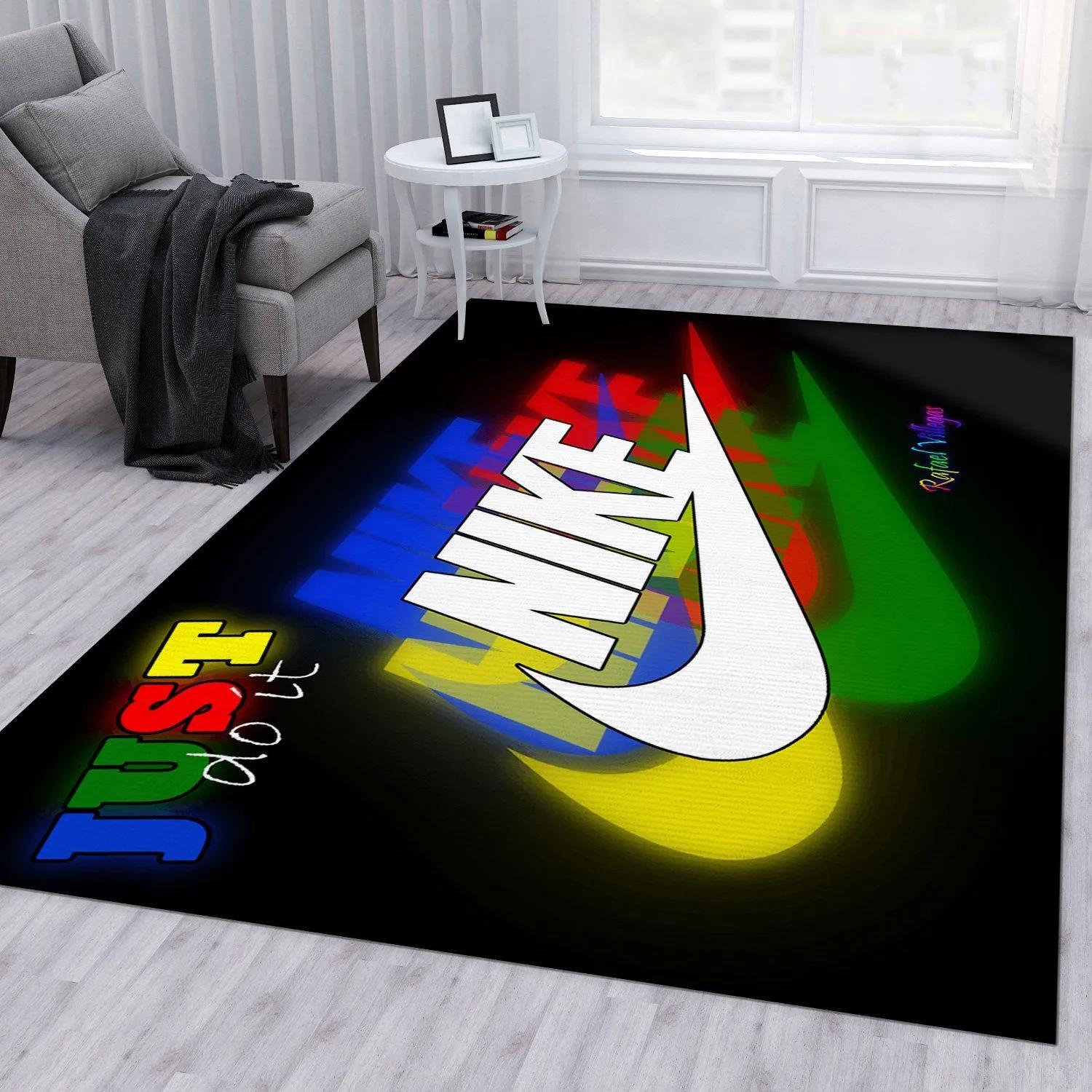 Nike logo type 785. Upgrade Your Living Room with Luxury Home Decor: Area Carpets, Floor Decor, Door Mats, and Hot Gift Items with style a High-End Fashion Brand Rectangle Rug