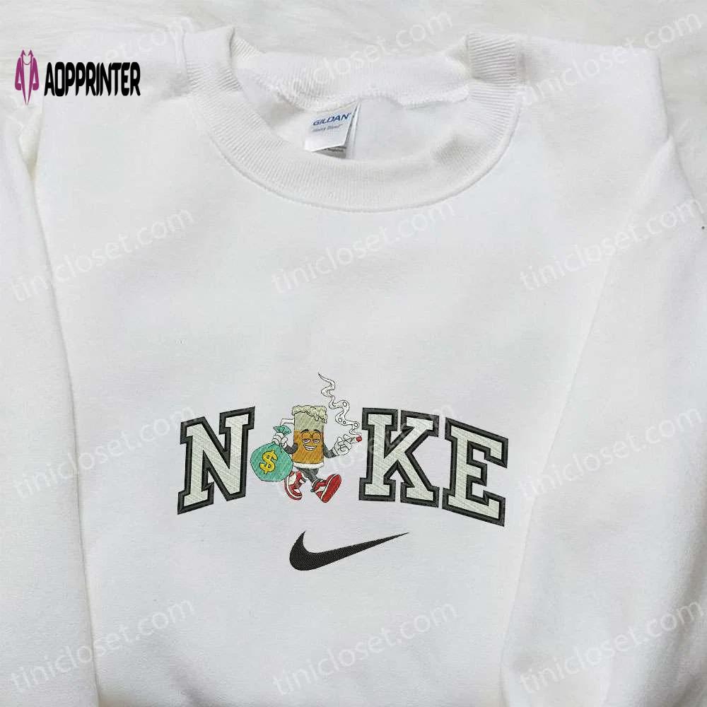 Nike x beer glass hold money embroidered sweatshirt: funny shirt nike inspired hoodie Embroidered Shirt