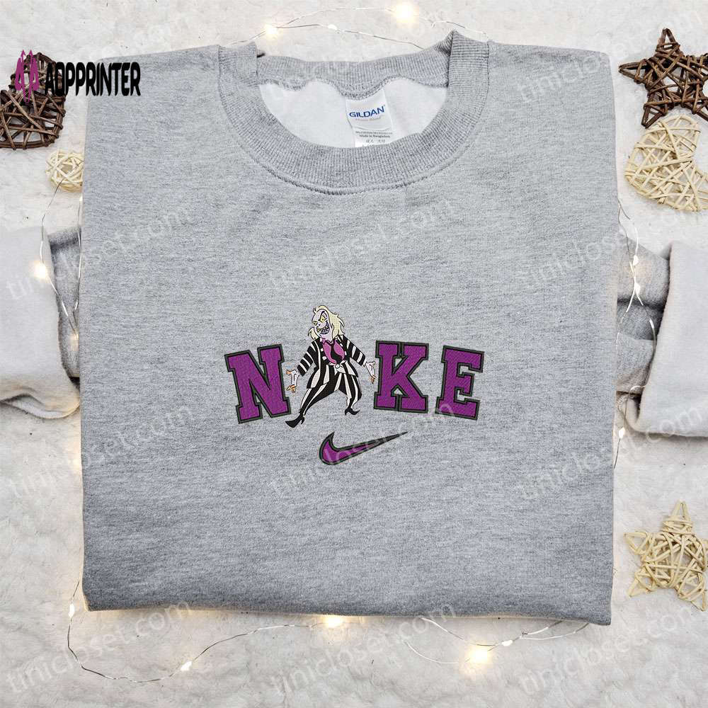 Nike x beetlejuice cartoon embroidered sweatshirt: best halloween gift idea with horror movie vibes Embroidered Shirt