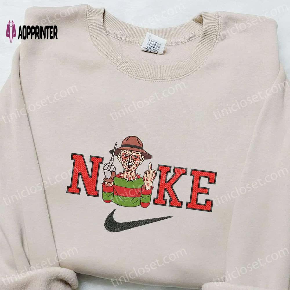 Nike x freddy krueger embroidered sweatshirt – spooktacular halloween shirt best gift idea Embroidered Shirt