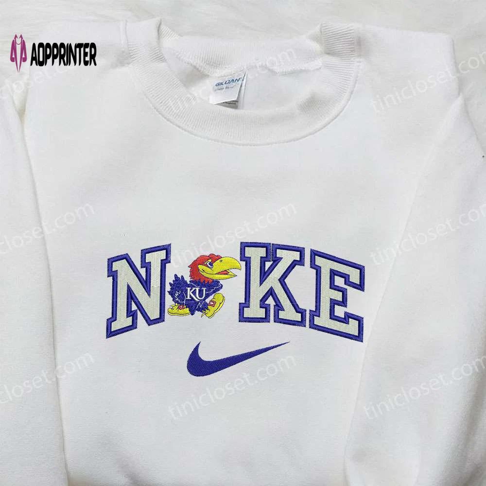 Nike x kansas jayhawks embroidered shirt – ncaa best gift for sports fans Embroidered Shirt