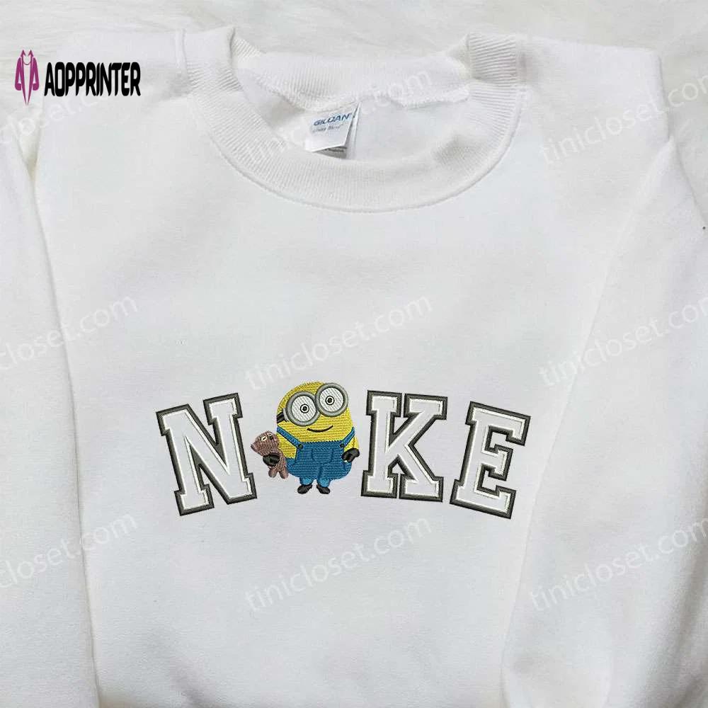 Nike x king bob minion embroidered shirt – fun minion cartoon design with nike inspiration Embroidered Shirt