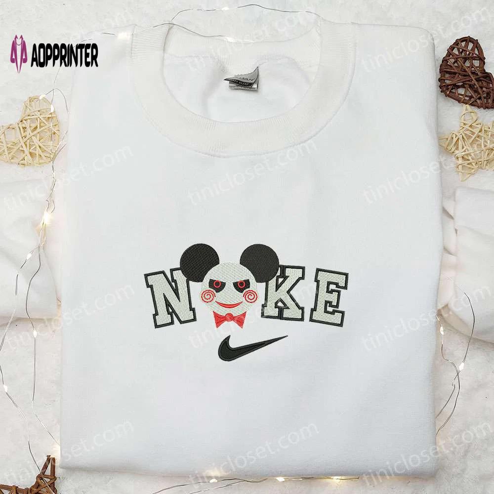Nike x mickey jigsaw stitch embroidered shirt: disney halloween & nike inspired Embroidered Shirt