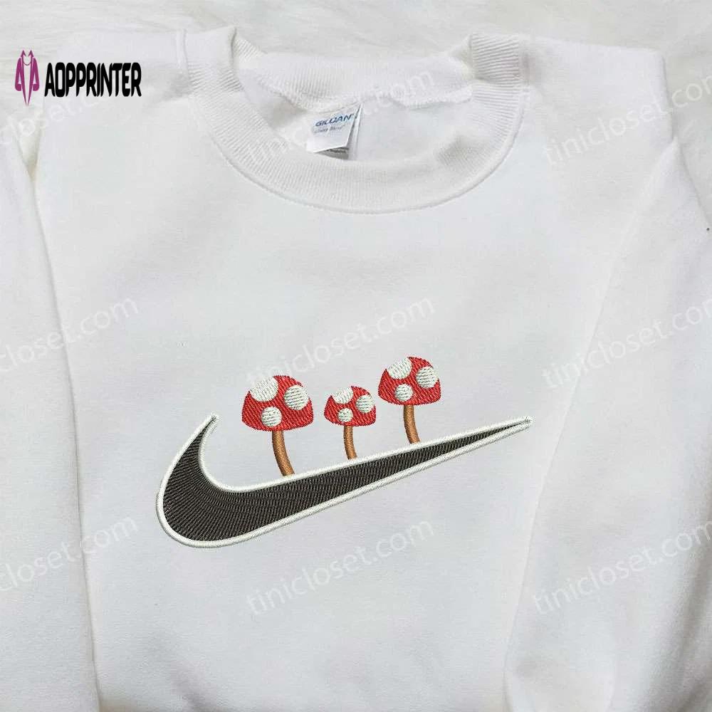 Nike x mushroom embroidered sweatshirt nature hoodie & t-shirt: inspired nike apparel with intricate embroidery Embroidered Shirt