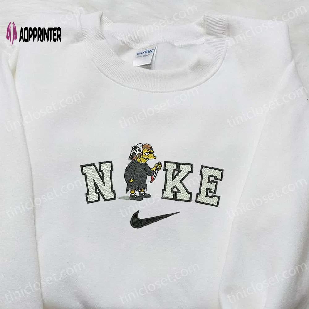 Nike x nelson munts halloween & the simpsons embroidered shirt – nike inspired design Embroidered Shirt