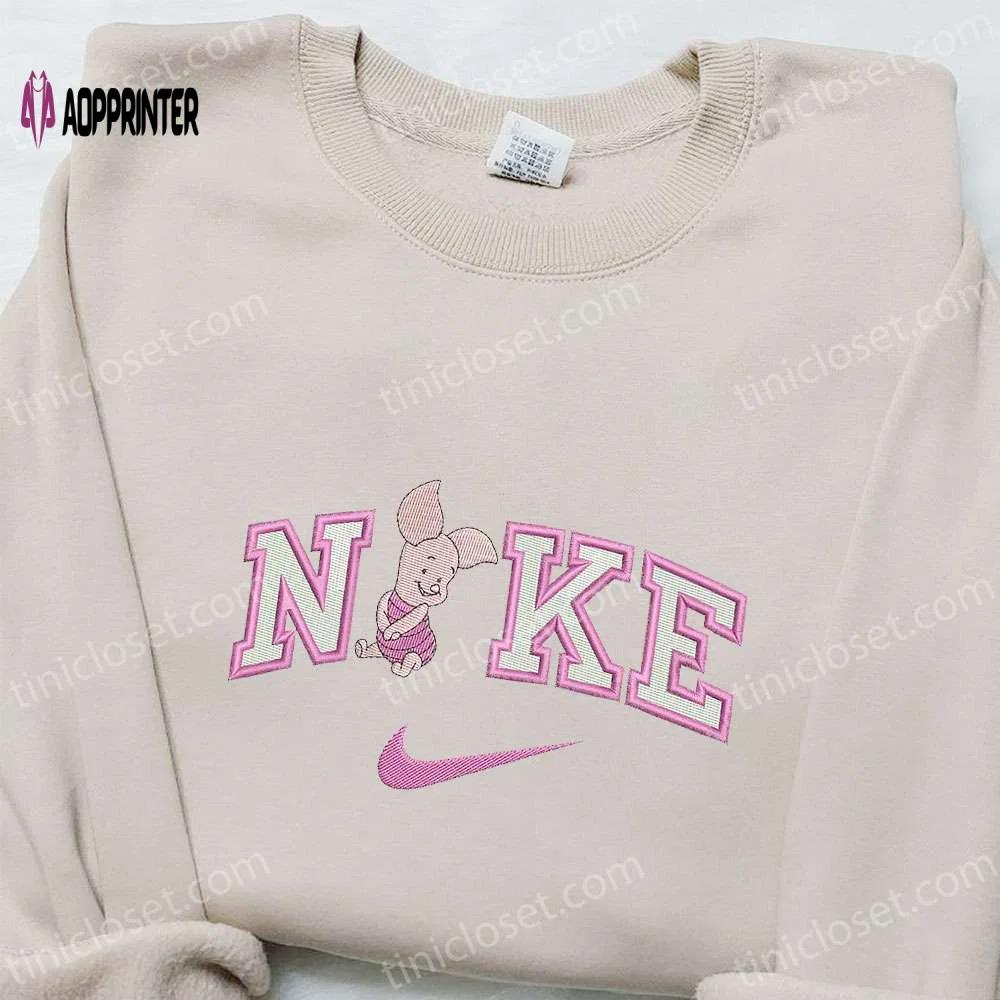 Nike x piglet cartoon embroidered shirt: disney characters & nike inspired t-shirt Embroidered Shirt