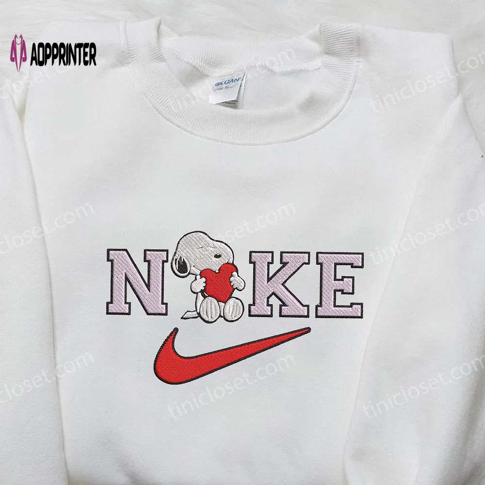 Nike x snoopy heart embroidered sweatshirt: peanuts cartoon shirt nike inspired – cozy style! Embroidered Shirt
