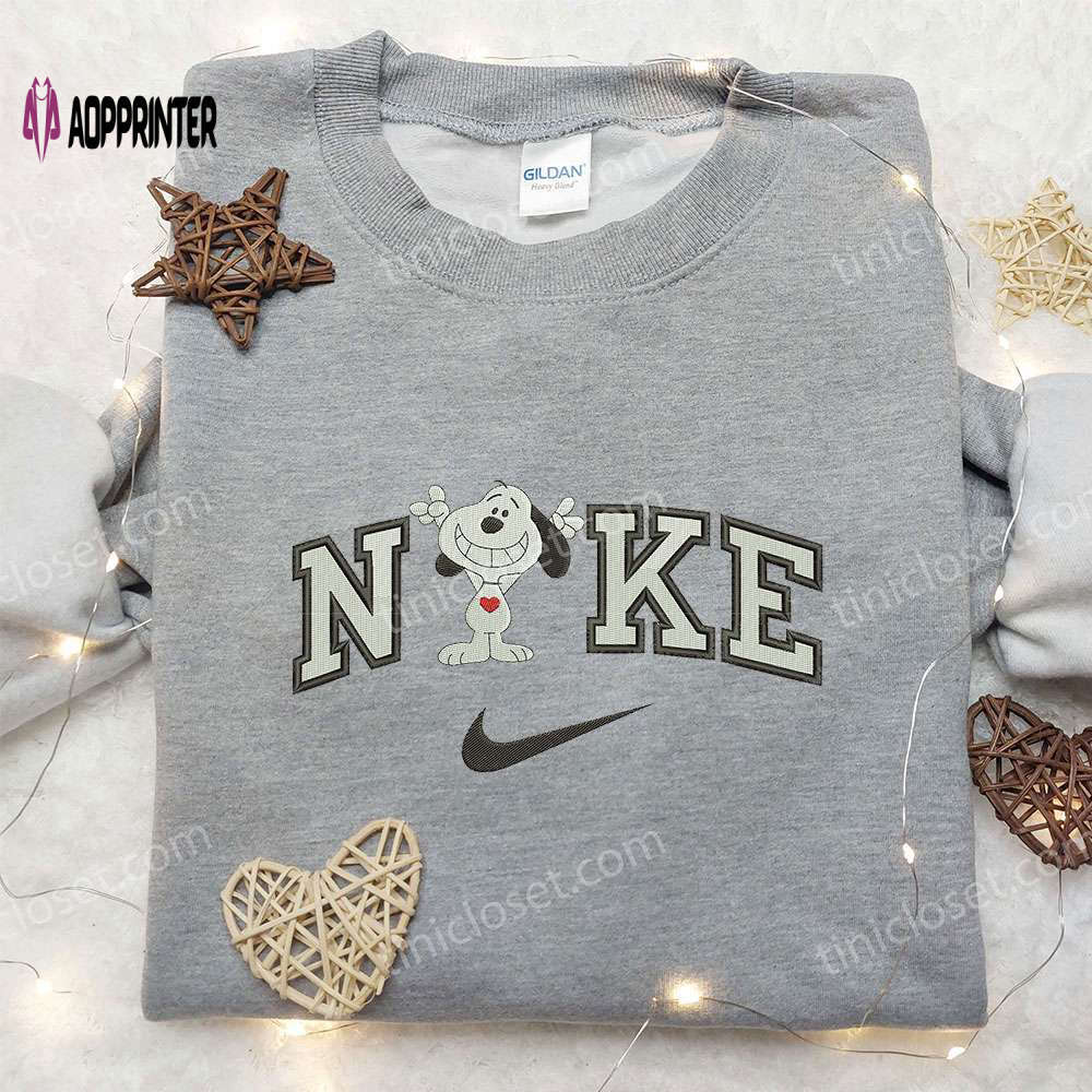 Nike x snoopy smile embroidered sweatshirt: peanuts cartoon shirt nike inspired – shop now! Embroidered Shirt