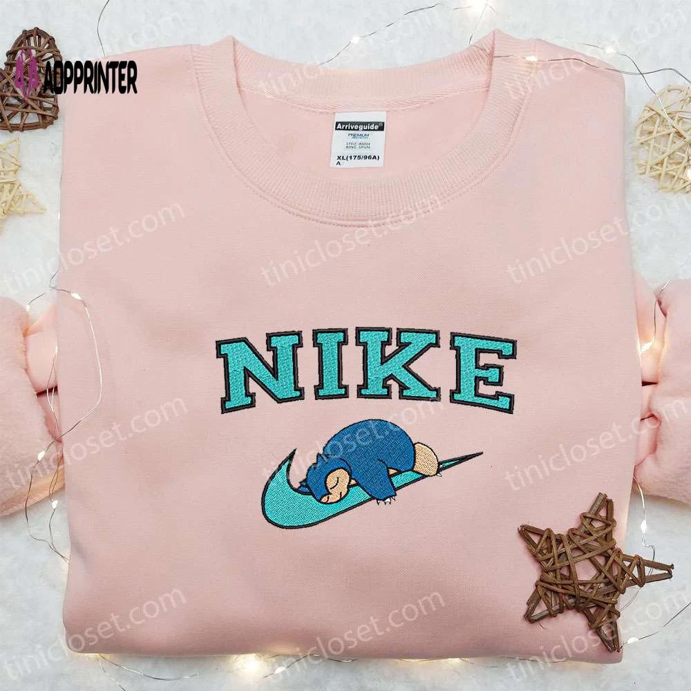 Nike x snorlax anime embroidered sweatshirt & pokemon shirt – best family gift ideas Embroidered Shirt