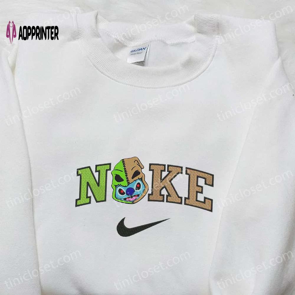Nike x stitch oogie boogie head embroidered t-shirt & hoodie: adorable halloween sweatshirt Embroidered Shirt