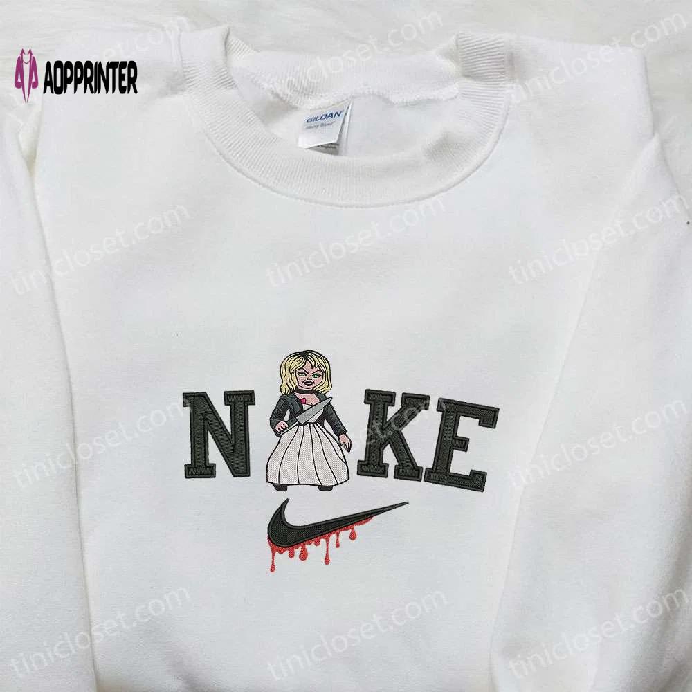 Nike x tiffany valentine bride of chucky embroidered sweatshirt hoodie & t-shirt: horror movie characters collection Embroidered Shirt