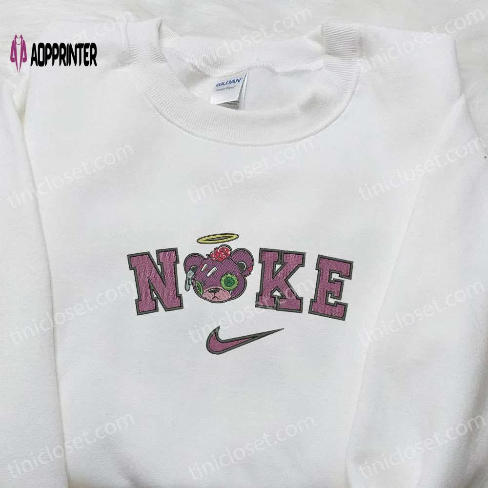 Nike x zombie teddy bear sweatshirt: halloween embroidered hoodie & inspired shirt Embroidered Shirt