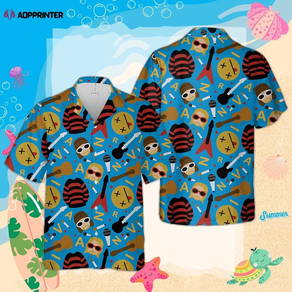 Nirvana merch kurt cobain art pattern rock music cuban shirt premium unique hawaiian shirt Hawaii Shirt