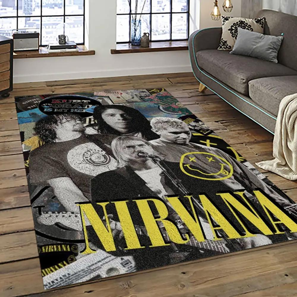 Nirvana rock band punk rock music retangle carpet area rug home decor best gift for fan and friends nv56 Rectangle Rug