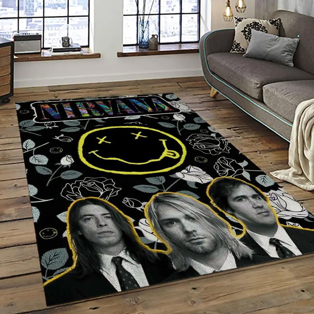 Nirvana rock band punk rock music retangle carpet area rug home decor best gift for fan and friends nv67 Rectangle Rug