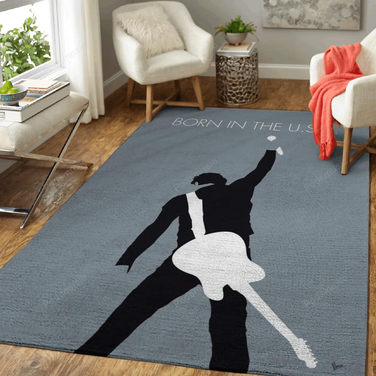 No017 my bruce springsteen minimal music artwork minimal music artworks art for fans area rug living room carpet Rectangle Rug