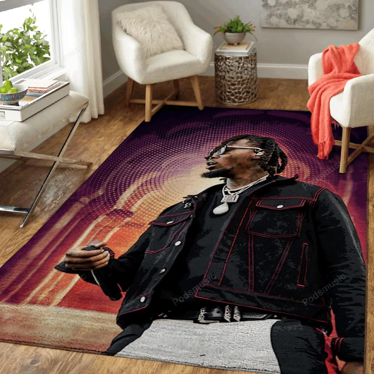 Offset rap music art for fans area rug living room carpet rug regtangle carpet floor decor home decor Rectangle Rug