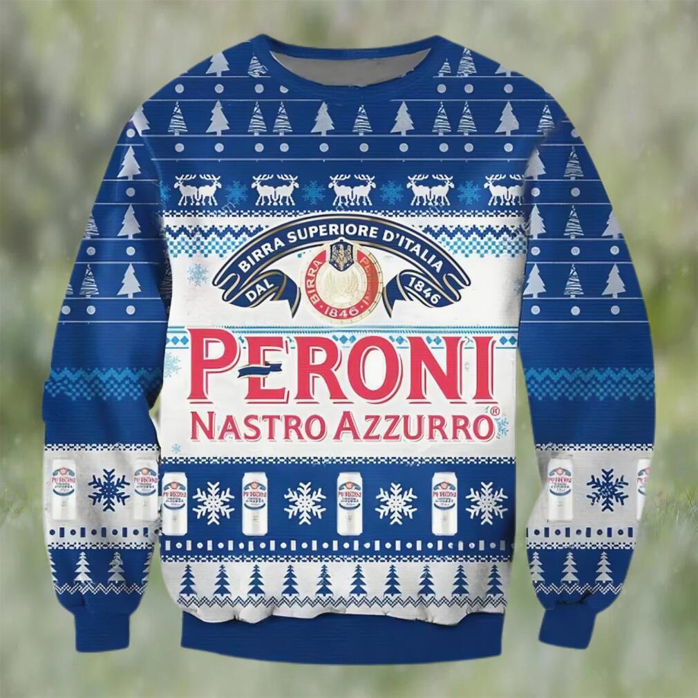 Peroni nastro azzurro beer ugly christmas sweater, faux wool sweater, gifts for beer lovers, international beer day, best christmas gifts for 2022 ? pri Christmas Ugly Sweater