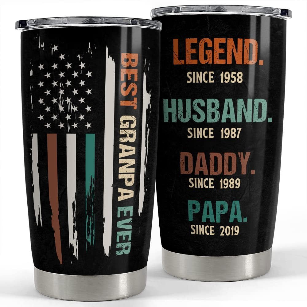 Personalized best grandpa ever tumbler us flag father day gift Personalized Tumbler