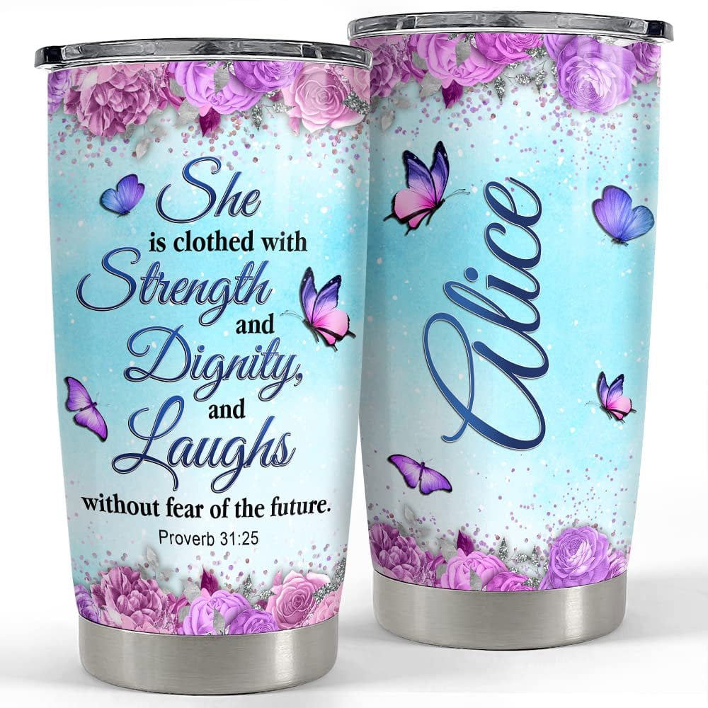 Personalized bible faith tumbler butterfly inspiration gift for girl Personalized Tumbler