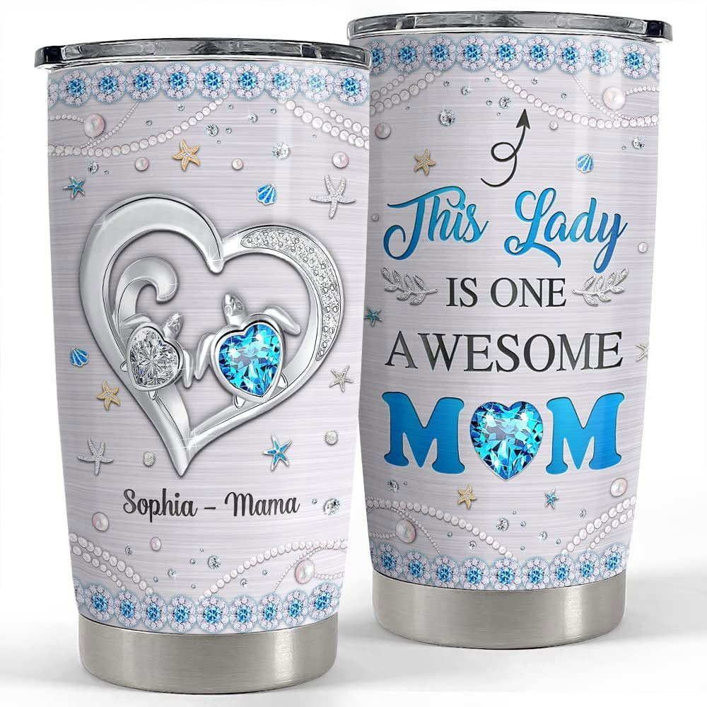 Personalized mom tumbler turtle jewelry style mother’s day gift Personalized Tumbler