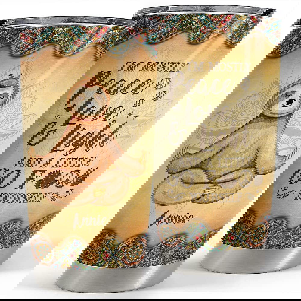 Personalized sloth tumbler funny yoga mandala for animal lover Personalized Tumbler