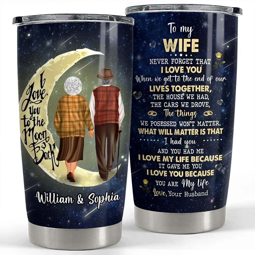 Personalized to my wife tumbler love you to the moon gift from husband Personalized Tumbler