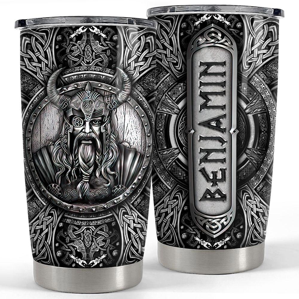 Personalized viking warrior tumbler metallic style Personalized Tumbler