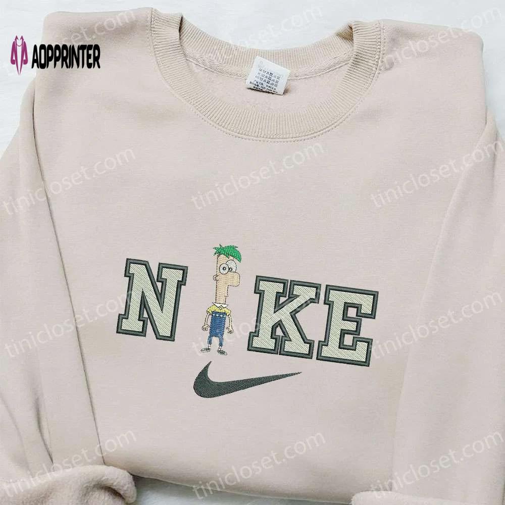 Phineas flynn x nike embroidered shirt & sweatshirt: cartoon style hoodie Embroidered Shirt