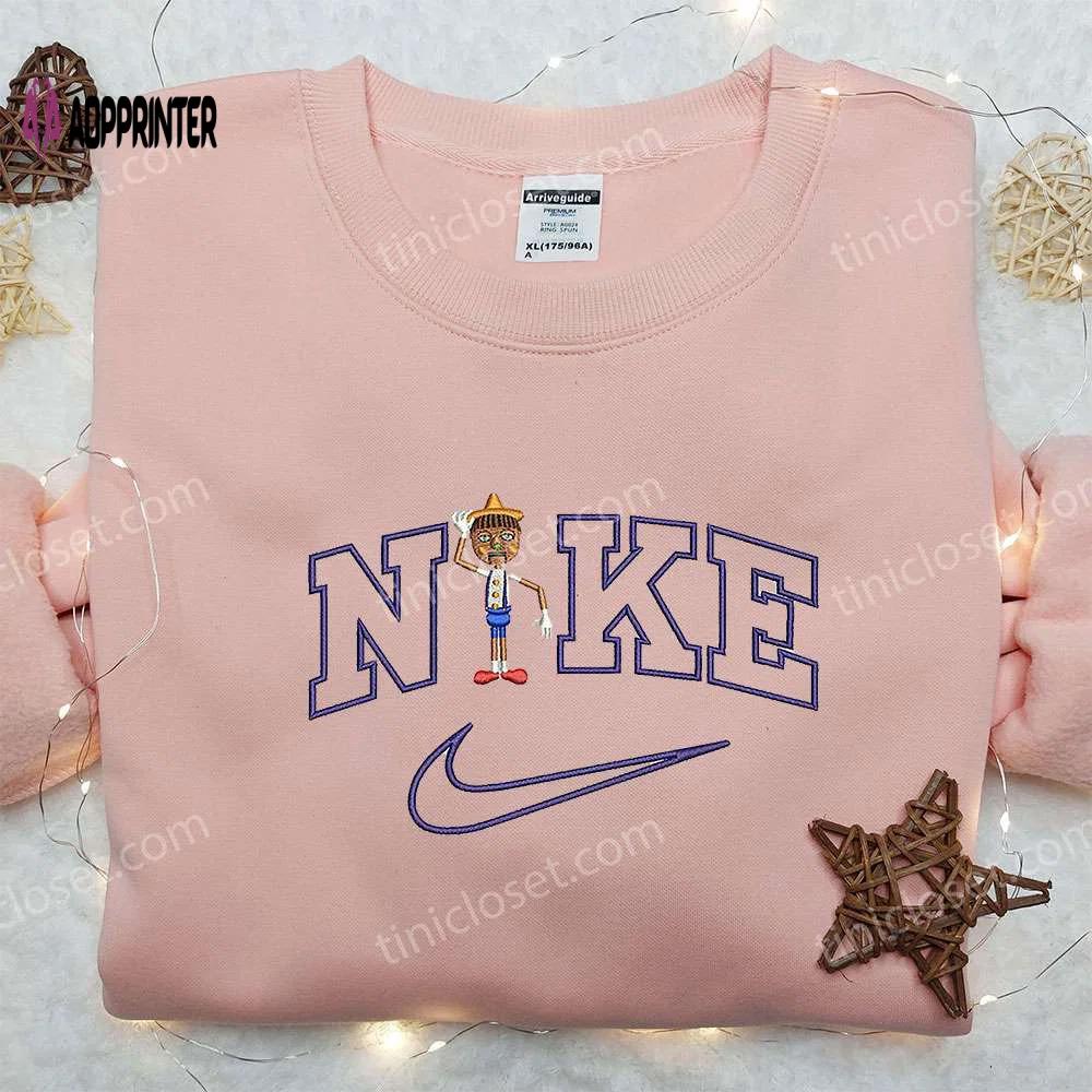 Pinocchio x nike embroidered sweatshirt – disney family shirts with nike inspired design Embroidered Shirt
