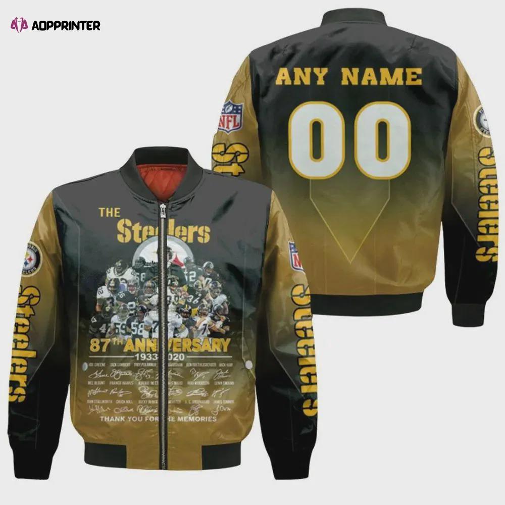 Pittsburgh steelers 87th anniversary with custom name number bomber jacket – yellow and black Bomber Jacket