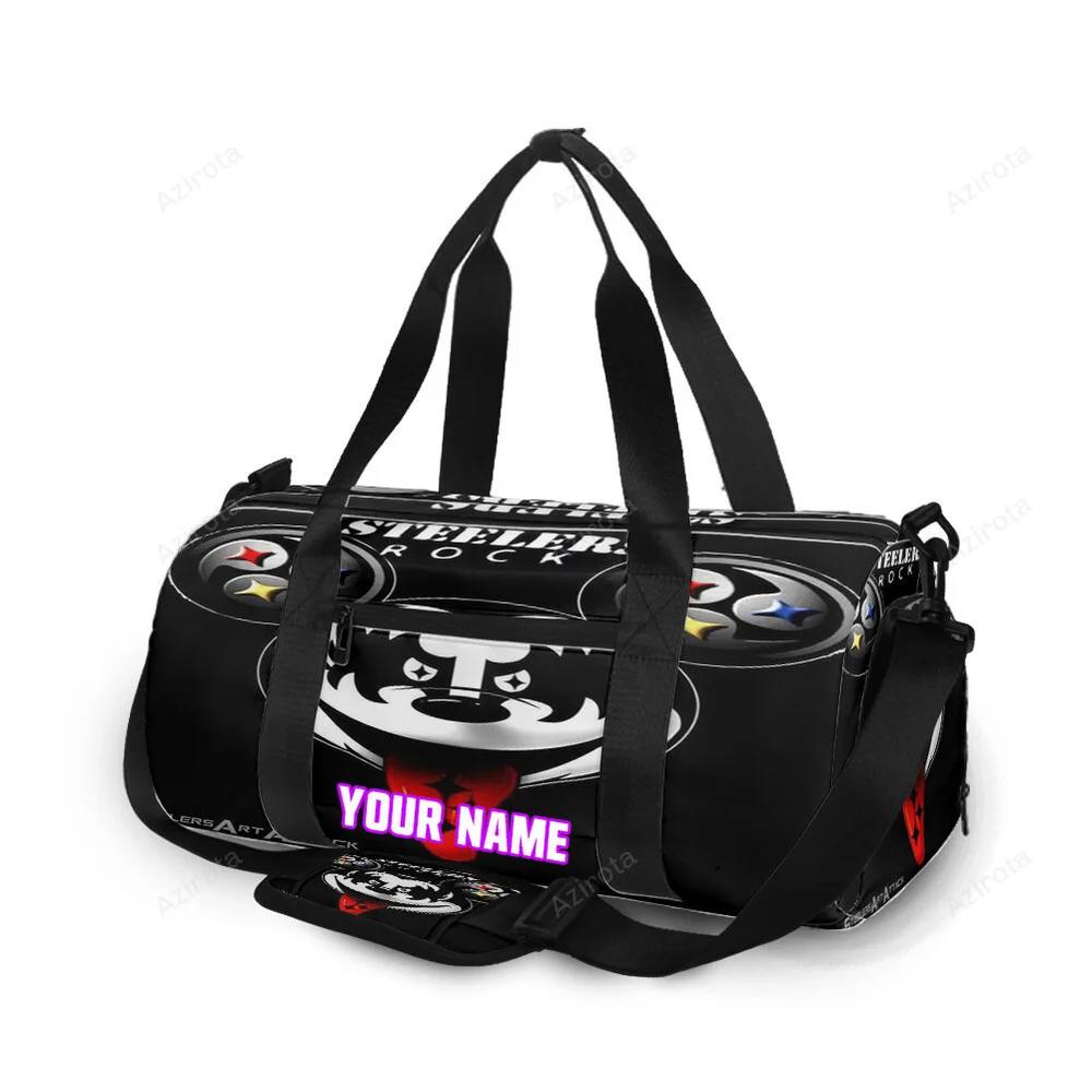 Pittsburgh steelers rock mickey personalized name travel bag gym bag 973 Travel Bag