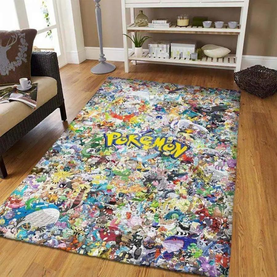 Pokemon characters anime style nice gift home decor area rug living room rug Rectangle Rug