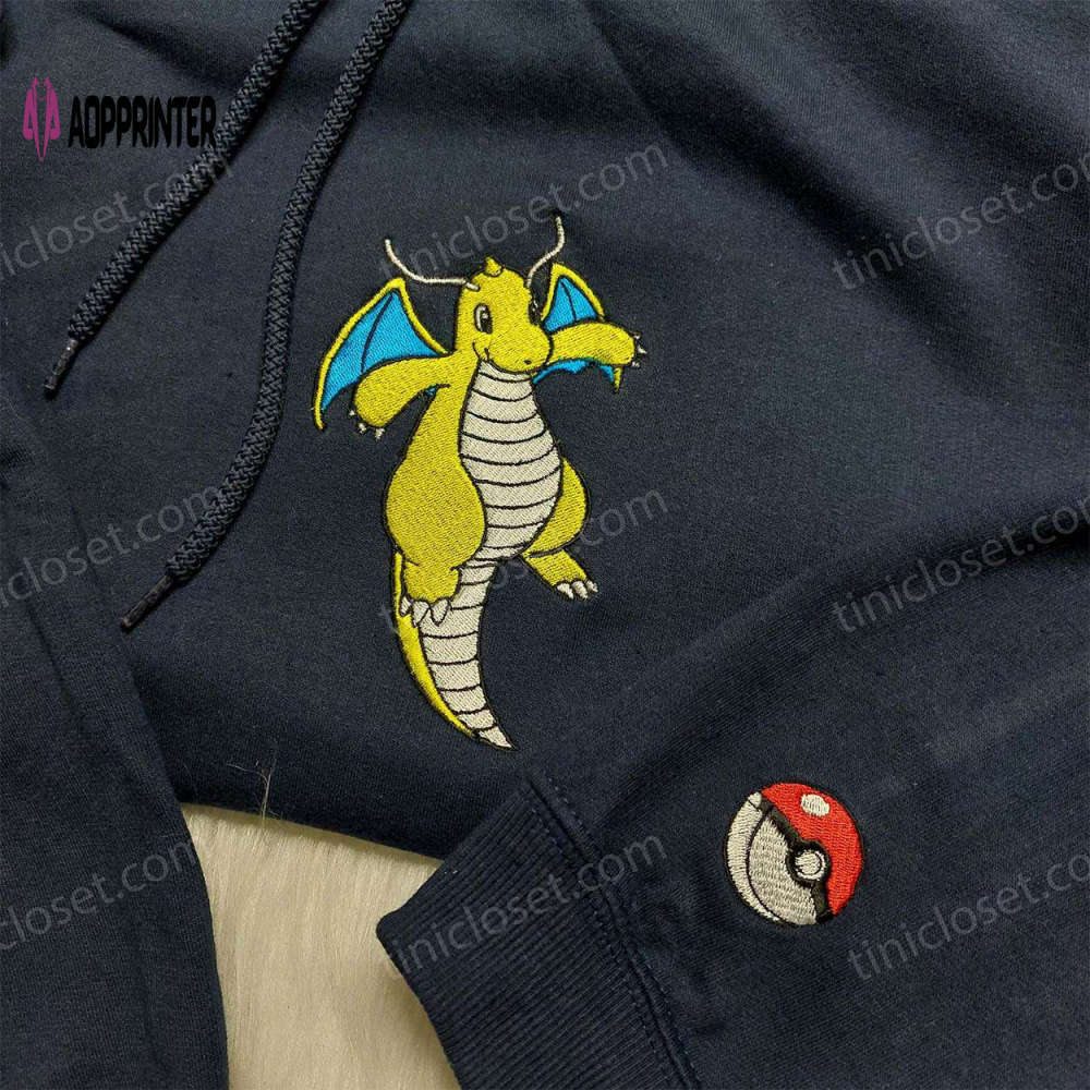Pokemon dragonite embroidered hoodie sweatshirt & anime shirt – stylish and authentic merchandise Embroidered Shirt
