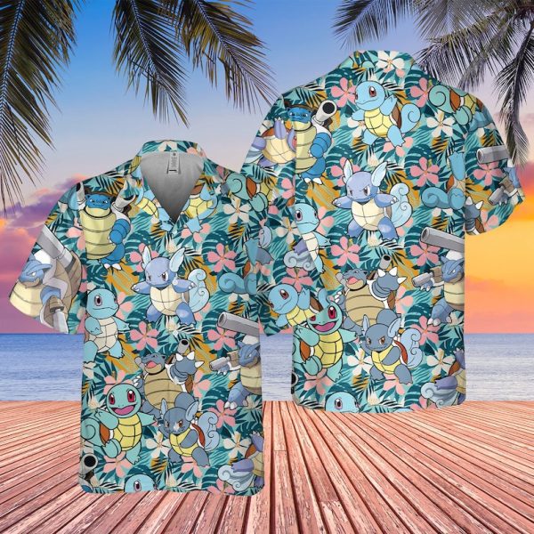Pokemon squirtle hawaiian pattern hawaii shirt Hawaii Shirt Shorts & Flip Flops